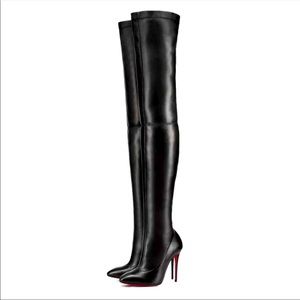 Christian Louboutin Elouix Over The Knee Leather 100 MM Boots EU 36